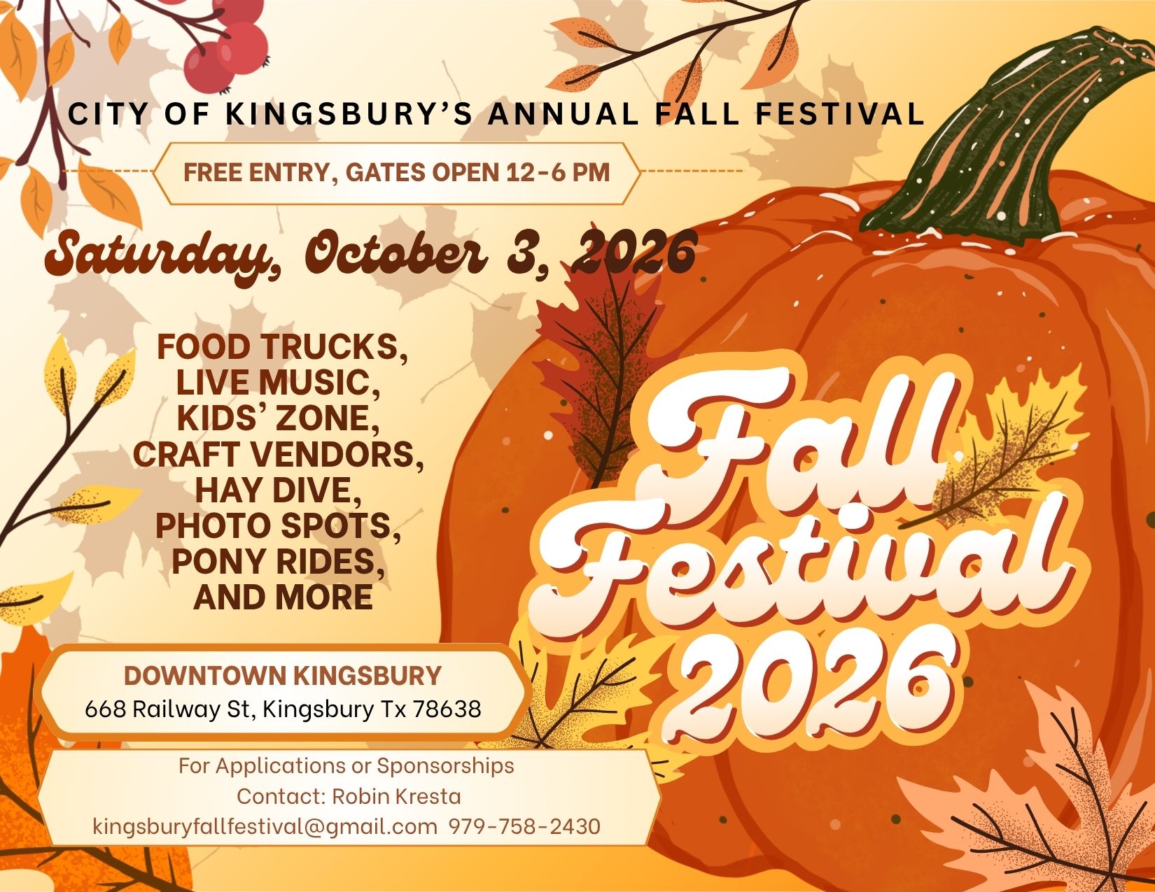 City of Kingsbury Annual Fall Festival